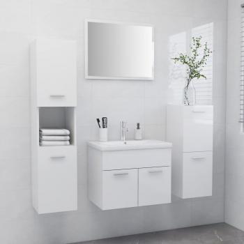 Juego de muebles de baño de madera de ingeniería blanco brillo