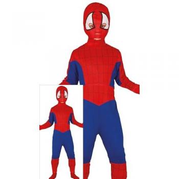 Disfraz Spider Boy Infantil Talla 10-12 Años - Mono y Capucha Rojo y Azul para Fiestas, Carnaval y Halloween