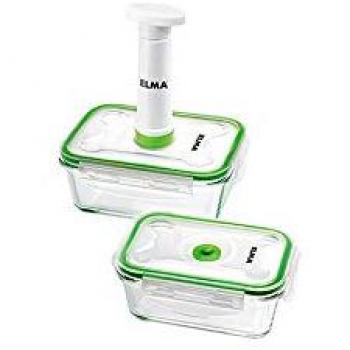 ELMA Pack de Recipientes de Cristal al Vacío para Guardar Alimentos, Almacenaje de Hogar