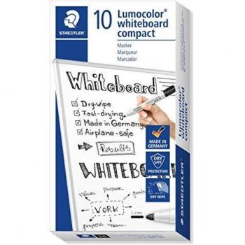 Marcador para Pizarra Blanca Staedtler Lumocolor Compacto Negro 1-2 mm (Paquete de 10)