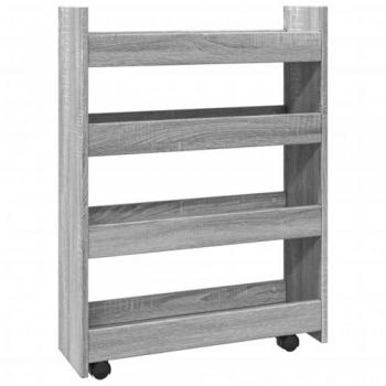 Carro de almacenaje estrecho 4 niveles madera gris Sonoma