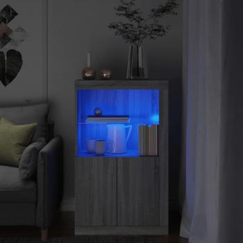 Aparador con luces LED de madera de ingeniería gris Sonoma