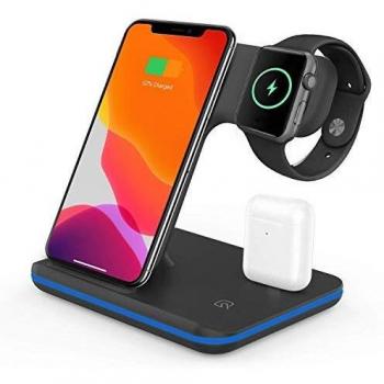 VESSTT Cargador inalámbrico, Cargador inalámbrico rápido Tres en uno, para iPhone 11/11 Pro MAX/X/XS MAX/Apple Watch Series 1/2/3/4/5 Airpods 2, Samsung Galaxy S20, Xiaomi 10 Pro etc