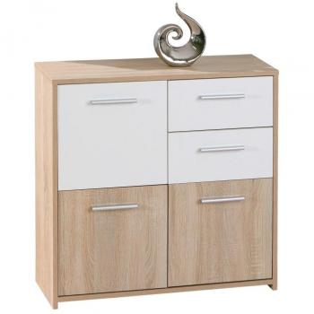 Kit Buffet Eboli 3 Puertas + 2 Cajones Rovere/Bianco 77x30x77 cm