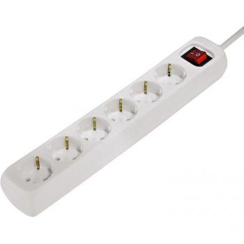 Hama Regleta de 6 Tomas Schuko con Interruptor, Cable de 1.4 Metros, Color Blanco