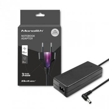 Cargador para Portátil Qoltec 50073, Adaptador de Corriente 65W, Compatible con Toshiba, Color Negro