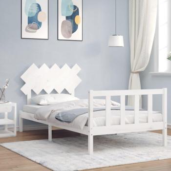 Cama solar sin colchón 100x200 cm madera maciza pino blanca con cabecero Vidaxl