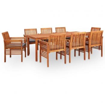 9-Piece Acacia Wood Outdoor Dining Set with Cushions