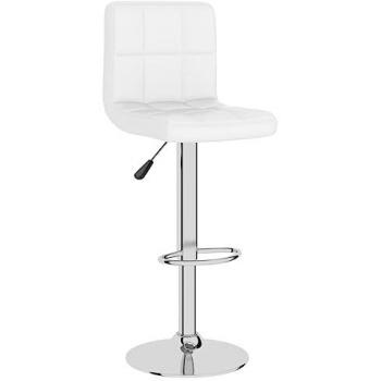 Taburete de cocina cuero sintético blanco moderno ajustable para bar y mostrador