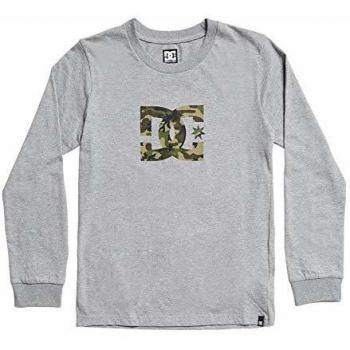 DC Shoes Star - Camiseta De Manga Larga para Chicos 8-16 Camiseta De Manga Larga, Niños, Grey Heather/Camo, 12/M