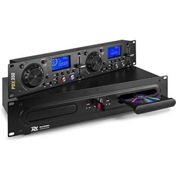 Power Dynamics PDX350 Dual DJ CD/USB Player Controller, Dual Player para PDX350: CD/USB /MP3, anti-choque con buffer RAM, Reloop, 2x LC display, compatible con rack 19, negro