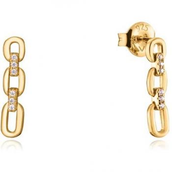 PENDIENTES VICEROY DE PLATA DE LEY CON BAÑO DE ORO Y CIRCONITAS