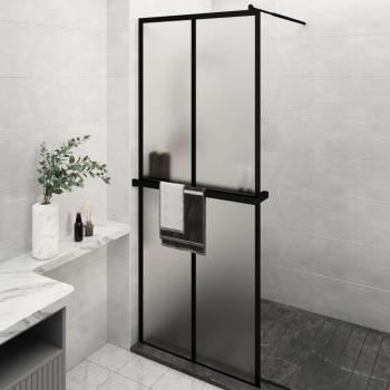 vidaXL Walk-in Shower Wall with Shelf Black 80x195 cm ESG Glass & Aluminium