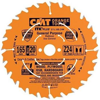 Sierra Circular Ultra ITK 165x1.7 mm, 20 mm de agujero, 24 dientes, para corte en madera y materiales compuestos