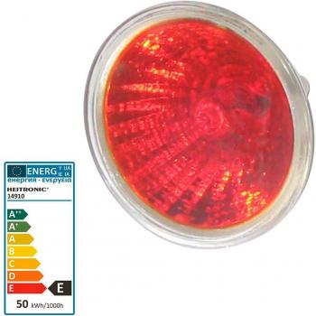 Heitronic Bombilla reflectora halógena MR16 GU5.3, 50 W, regulable, color rojo