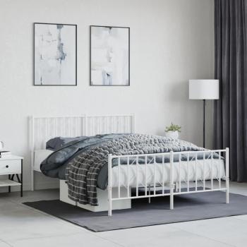 Cama Metal Blanca con Cabecero y Pediera 135x190 cm
