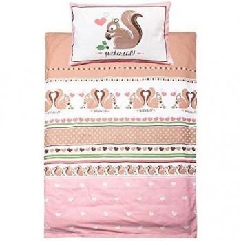 Adelheid fino-Castor-niños-juego de cama 100 x 135 cm sacarina 40 x 60 cm +, 2er Set, rosado-marrón