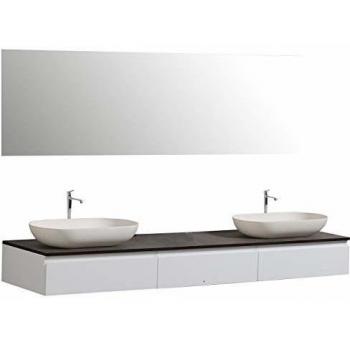 Mueble de baño Vision 1800 blanco mate - espejo y lavabo opcionales: sin espejo, sin tapa adicional, sin lavabo
