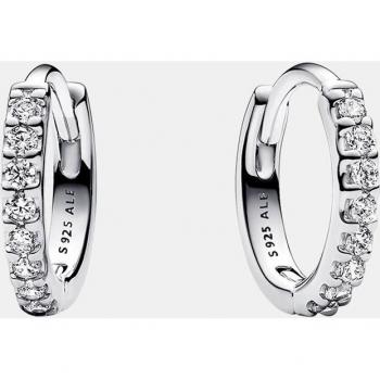 Brilliant Silver Huggie Hoop Earrings - Pandora 293015C01