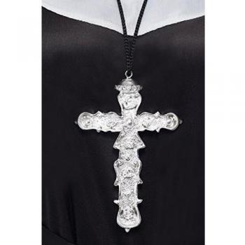 Cross-21291 Colgante de Cruz ornamentada, Plateada, en cordón Negro, Color Plata, No es Applicable