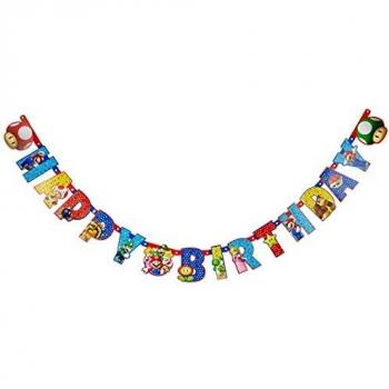 Amscan - Guirnalda articulada Happy Birthday personalizable 190 x 18 cm, diseño de Supermario, multicolor, 7AM9901542
