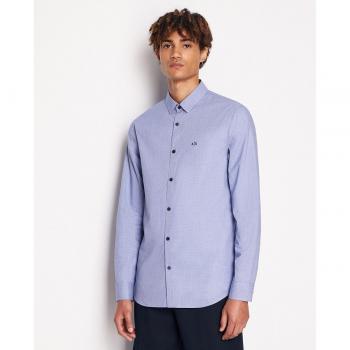 Armani Exchange Men's Regular Fit Casual Shirt - Light Blue Houndstooth Size S