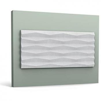 Panel Mural 3D Ridge W112 - Poliestireno Blanco, Dimensiones: 200x25x1.9 cm