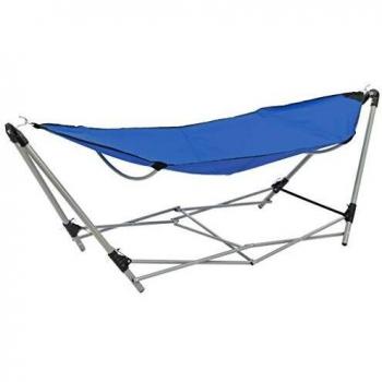 vidaXL Hamaca con Soporte Plegable Azul Terraza Jardín Exterior Patio Piscina