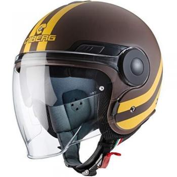Caberg Uptown Chrono Casco para Moto, Hombre, Marrón Mate y Amarillo, M