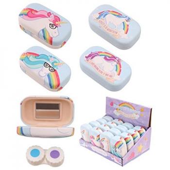 PUCKATOR Estuche para Lentillas-Unicornio Arco­íris, Adultos Unisex, Multicolor