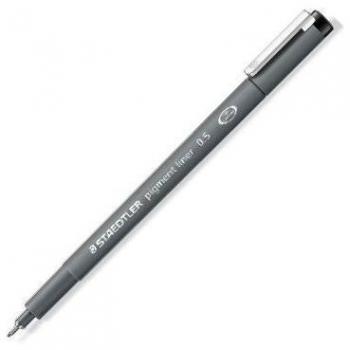 Staedtler Pigment Liner 308 Rotuladores Calibrados - Trazo de 0.5mm - Secado Rápido - Color Negro - Pack de 10