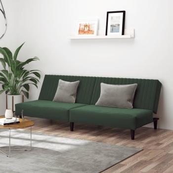 Dark Green Velvet 2-Seater Sofa Bed