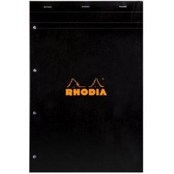 Bloc de notas RHODIA A4+ cuadriculado negro 80 hojas perforadas