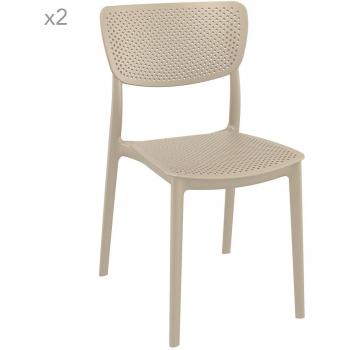 Stackable Taupe Plastic Garden Chair Lucy