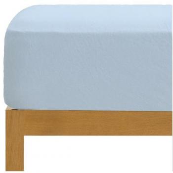 Sábana Bajera Ajustable 100% Algodón Color Celeste para Cama de 105 cm