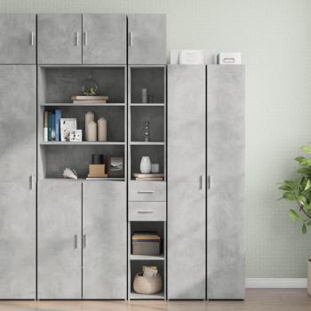 Armario estrecho de madera ingeniería gris hormigón 30x42,5x225 cm