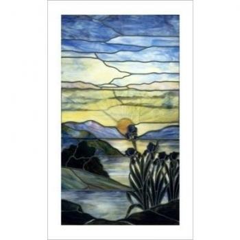 Vidriera con iris y la puesta del sol, c.1900 Art impresión by Louis Comfort Tiffany, 80 cm x 52 cm