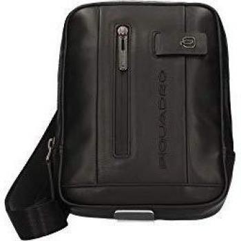 Borsello Piquadro Urban para hombre, pequeño, con traba de hombro, piel negra, compatible con iPad mini