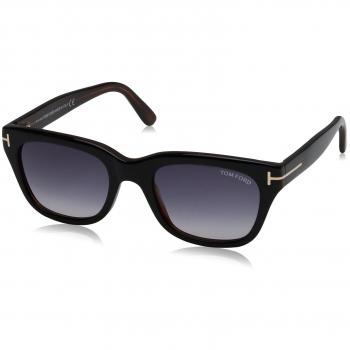 Tom Ford Unisex Square Sunglasses with Grey Gradient Lenses, Black Frame, Size: 52 MM