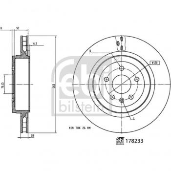 Disco de freno FEBI BILSTEIN 178233 trasero, ventilado, 1 pieza