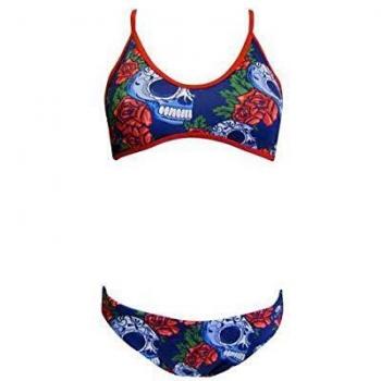 Bikini Turbo Multicolor 4XL Mujeres con Rosas y Calaveras