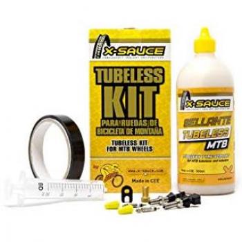 Kit Tubeless X-Sauce Válvula Presta Amarillo 20 mm Conversión MTB