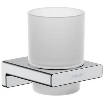 Hansgrohe AddStoris Chrome Toothbrush Holder with Glass Tumbler, Wall Mounted