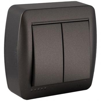 Solera Interruptor Doble Conmutado Mural 7,4 x 7,2 x 2,8 cm 250 V 10 A Grafito