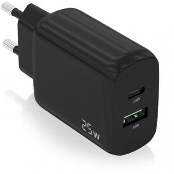 Cargador de Pared Aisens A110-0759 con Puerto USB Tipo-C y USB estándar de 25W