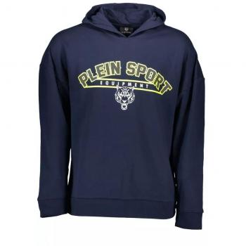 Sporty Blue Hooded Sweatshirt with Print - Size L