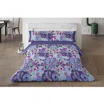 Burrito Blanco Juego de Funda Nórdica 095 con un Diseño Ornamental para Cama Individual de 90x190 hasta 90x200 cm/Funda Nórdica Moderna 90, Color Azul