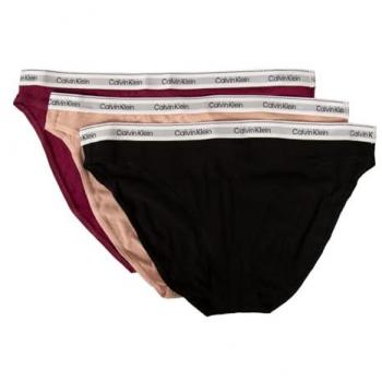 Pack de 3 braguitas clásicas de tiro bajo Calvin Klein, algodón elástico, colores negro, rosa y blanco, talla M