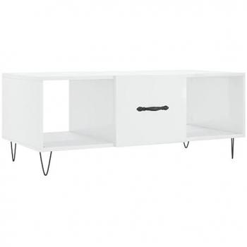 Mesa de centro blanca pulida 102x50x40cm madera contrachapada brillo
