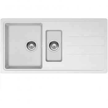 Fregadero MEPAMSA Janus 150 2C 1E Blanco 97cm Sobre Encimera Cubeta y Media con Escurridor